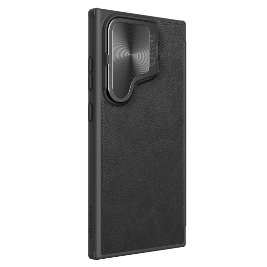 NILLKIN Qin Prop Series Leather Flip Case priekš Samsung Galaxy S24 Plus 5G S926 - Melns - sāniski atverams maciņš ar kameras aizsargmehānismu