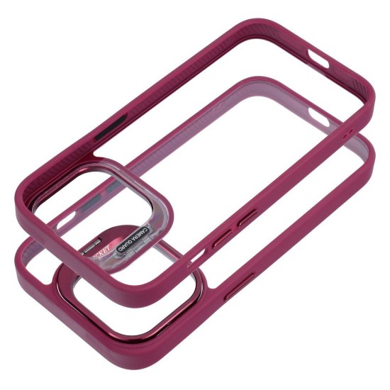 Bracket Back Case with Stand and Camera Lens protection priekš Apple iPhone 15 Pro - Violets - silikona-plastikāta aizmugures apvalks ar statīvu / bampers-vāciņš