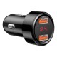 Baseus Digital Display PD / QC 4.0 2xUSB 6A / 45W Car Charger - Melns - USB Auto lādētājs telefoniem un planšetdatoriem