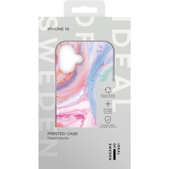 iDeal of Sweden Fashion Back Case priekš Apple iPhone 16 - Pastel Marble - plastikāta aizmugures apvalks ar iebūvētu metālisku plāksni / bampers-vāciņš