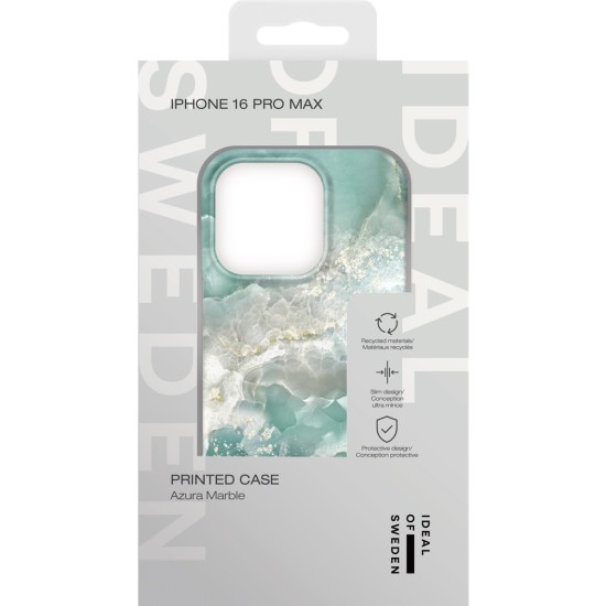 iDeal of Sweden Fashion Back Case для Apple iPhone 16 Pro Max - Azura Marble - пластиковый чехол-накладка с встроенной металической пластиной / бампер-крышка