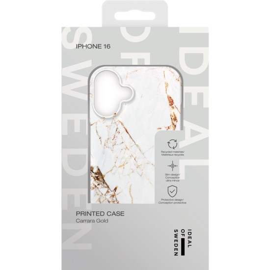 iDeal of Sweden Fashion Back Case для Apple iPhone 16 - Carrara Gold - пластиковый чехол-накладка с встроенной металической пластиной / бампер-крышка