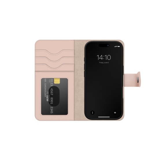 iDeal of Sweden Magnet Wallet+ Case priekš Apple iPhone 16 Pro Max - Pink - mākslīgās ādas sāniski atverams maciņš ar bamperu uz magnēta