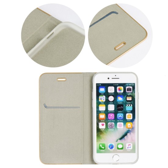 Luna Book Gold Case priekš Samsung Galaxy A16 4G A165 / A16 5G A66 - Sudrabains - sāniski atverams maciņš ar magnētu un stendu