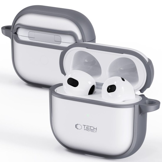 Tech-Protect Magmat MagSafe Case priekš Apple Airpods 4 - Pelēks - triecieniztrurīgs plastikāta apvalks bezvadu austiņu lādēšanas ierīcei ar auklu