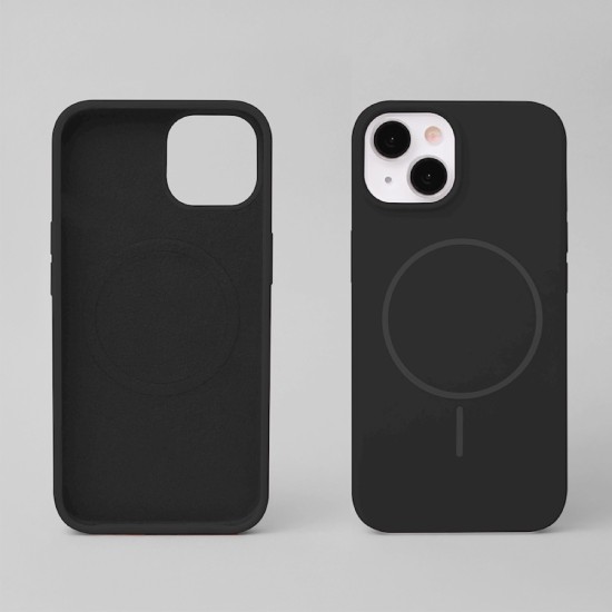 Silicone Thin Mag Case with MagSafe priekš Apple iPhone 15 Pro Max - Melns - silikona aizmugures apvalks / bampers-vāciņš