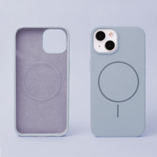 Silicone Thin Mag Case with MagSafe priekš Apple iPhone 15 Pro Max - Gaiši Zils - silikona aizmugures apvalks / bampers-vāciņš