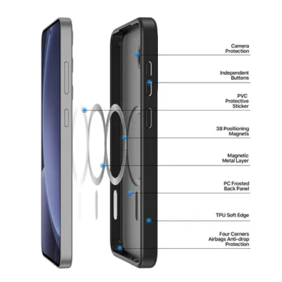 Dux Ducis Yind Back Case with MagSafe priekš Apple iPhone 16e - Melns - silikona-plastikāta aizmugures apvalks / bampers-vāciņš