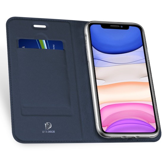 Dux Ducis Skin Pro series priekš Apple iPhone 16e - Tumši Zils - sāniski atverams maciņš ar magnētu un stendu (ādas maks, grāmatiņa, leather book wallet case cover stand)
