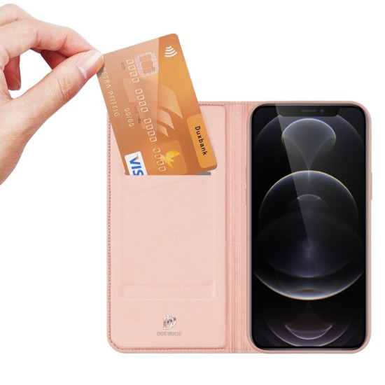 Dux Ducis Skin Pro series priekš Apple iPhone 16e - Rozā Zelts - sāniski atverams maciņš ar magnētu un stendu