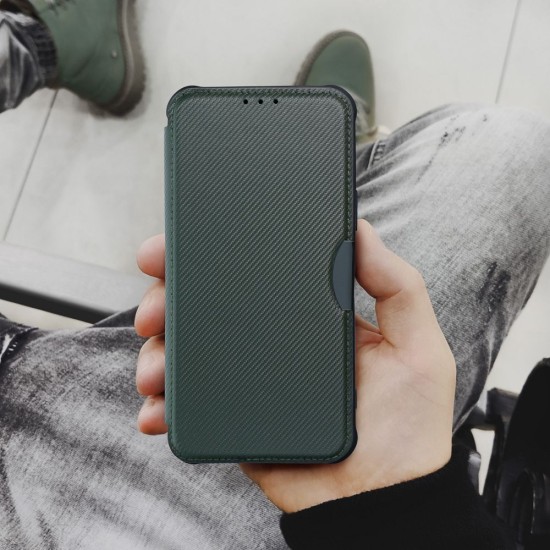 Razor Book Case priekš Samsung Galaxy S24 FE 5G S721 - Tumši Zaļš - sāniski atverams maciņš / grāmatveida maks
