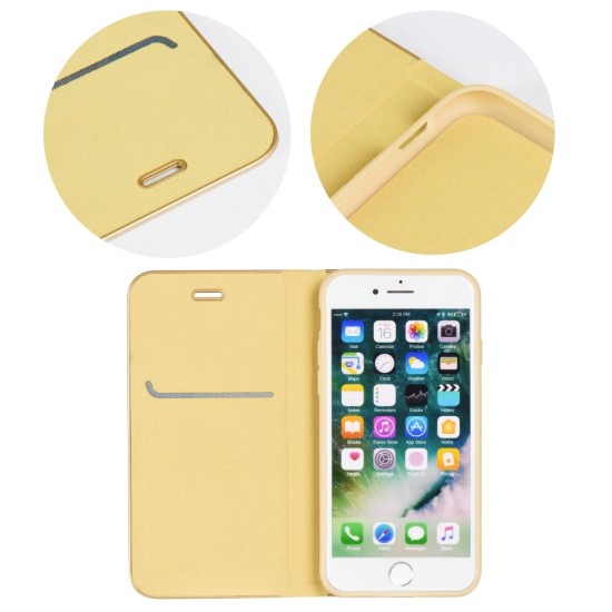 Luna Book Gold Case priekš Huawei P20 Lite - Zelts - sāniski atverams maciņš ar magnētu un stendu