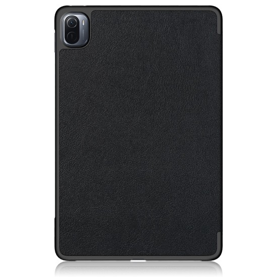 Tri-fold Stand PU Smart Auto Wake/Sleep Leather Case priekš Xiaomi Pad 7 / 7 Pro - Melns - sāniski atverams maciņš ar stendu