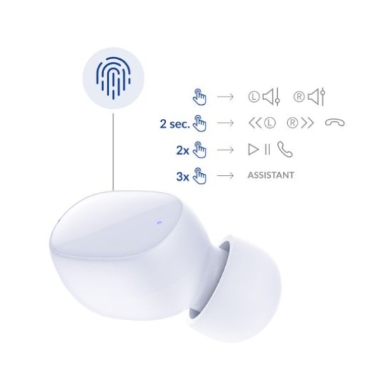 3MK FlowBuds Bluetooth 5.3 Wireless Earphones with Microphone Universālas Bezvadu Austiņas - Baltas