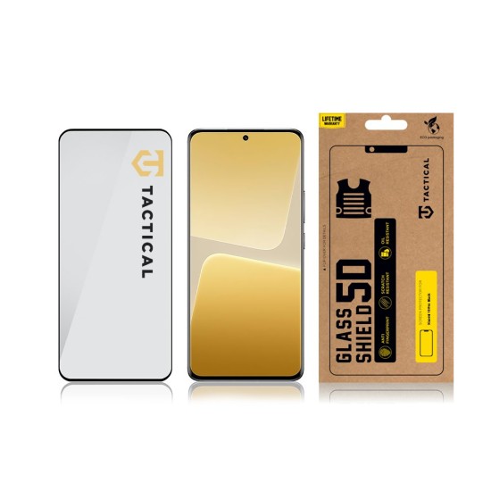 Tactical 5D Edge Glue Tempered Glass screen protector priekš Xiaomi Redmi Note 14 Pro / Poco X7 - Melns - Ekrāna Aizsargstikls / Bruņota Stikla Aizsargplēve