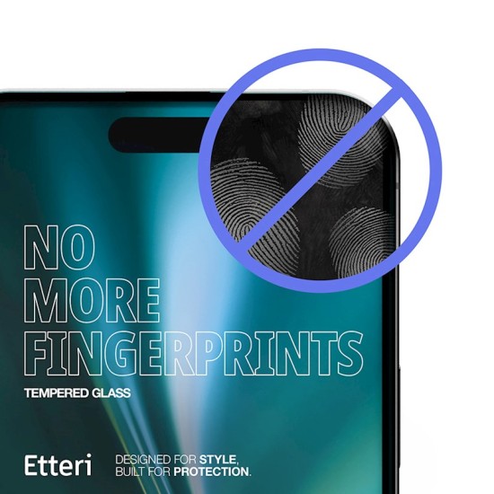 Etteri 5D Tempered Glass screen protector priekš Apple iPhone 15 Pro - Melns - Ekrāna Aizsargstikls / Bruņota Stikla Aizsargplēve