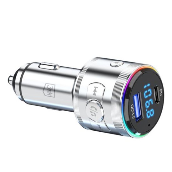 3MK 3in1 PPS Hyper Car Power FM Transmitter Bluetooth 5.3 USB Type-C PD 30W / USB QC 18W - Pelēks - USB FM Transmitteris un auto lādētājs, MP3 Audio atskaņotājs, automašinas bezvadu brīvroku sistēma