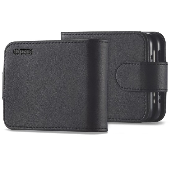 Tech-Protect Wallet Book Case priekš Samsung Galaxy Flip7 5G - Melns - sāniski atverama grāmatiņa / grāmatveida maks