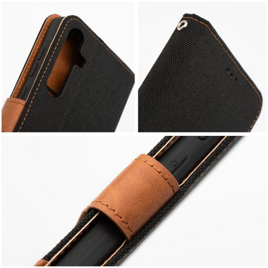 Gomma Book Case priekš Xiaomi Redmi Note 14 4G (163.25 mm) - Melns / Brūns - sāniski atverams maciņš ar magnētu un stendu