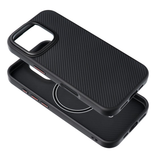 Carbon Elite Mag Cover with MagSafe priekš Apple iPhone 16 Plus - Melns - silikona-plastikāta aizmugures apvalks / bampers-vāciņš