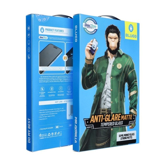 Mr. Monkey 5D Strong Matte Full Glue Tempered Glass protector priekš Apple iPhone 17 Pro Max - Melns - Ekrāna Aizsargstikls / Bruņota Stikla Aizsargplēve (Full screen size curved)