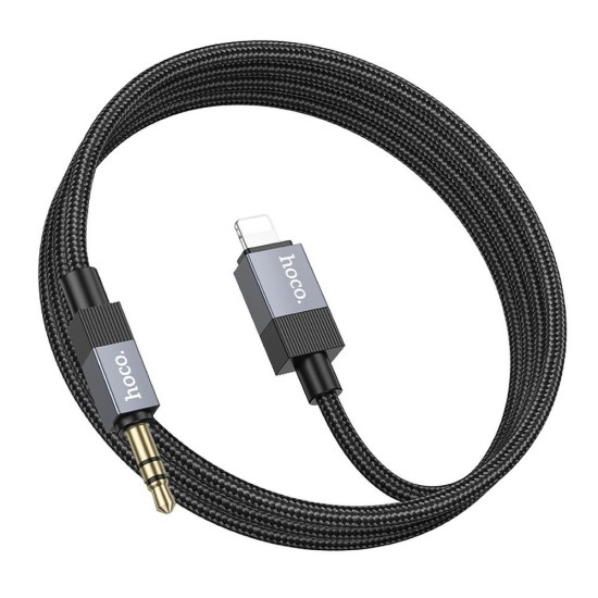 Hoco UPA32A 3.5mm Male to Lightning Stereo Aux Audio cable (length: 1M) - Melns - audio vads kabelis