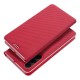 Luna Carbon Book Case priekš Samsung Galaxy A17 4G A175 / A17 5G A176 - Sarkans - sāniski atverams maciņš ar stendu / grāmatveida maks