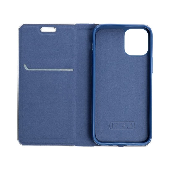 Luna Carbon Book Case priekš Samsung Galaxy A17 4G A175 / A17 5G A176 - Zils - sāniski atverams maciņš ar stendu / grāmatveida maks