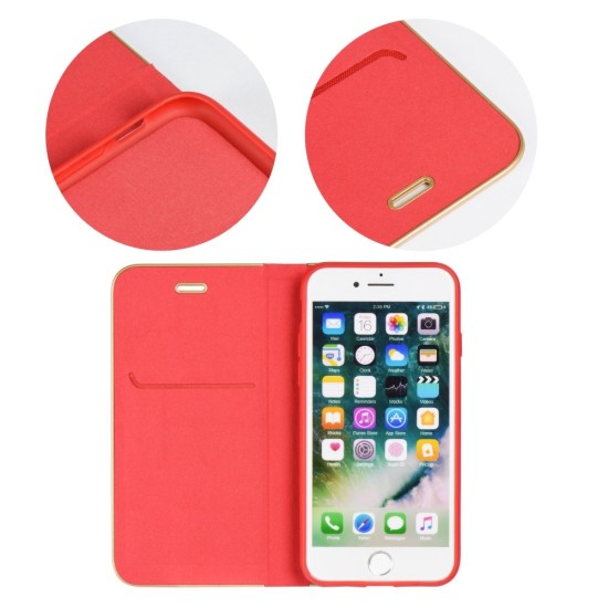 Luna Book Gold Case priekš Samsung Galaxy A17 4G A175 / A17 5G A176 - Sarkans - sāniski atverams maciņš ar magnētu un stendu