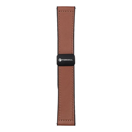 22mm Forcell F-design Magnetic Eco Leather Watchband Strap - Brūns - mākslīgās ādas siksniņas (jostas) priekš pulksteņiem