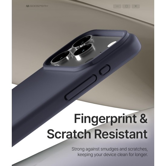 Mercury Pure Silicone Case (Microfiber Soft Touch) with MagSafe priekš Apple iPhone 17 Pro Max - Tumši Zils - matēts silikona aizmugures apvalks (bampers vāciņš)