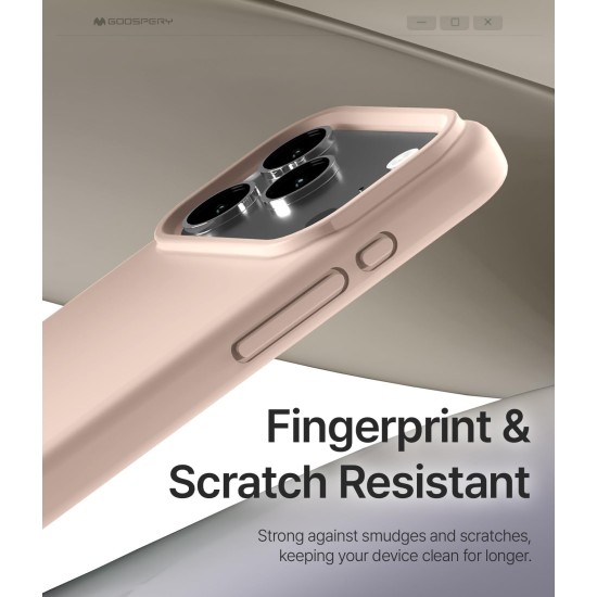 Mercury Pure Silicone Case (Microfiber Soft Touch) with MagSafe priekš Apple iPhone 17 Pro - Rozā Smiltis - matēts silikona aizmugures apvalks (bampers vāciņš)