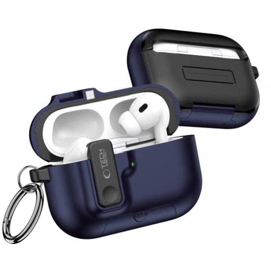 Tech-Protect Slim Hook Case priekš Apple Airpods Pro 3 - Zils - silikona apvalks bezvadu austiņu lādēšanas ierīcei ar karabīni