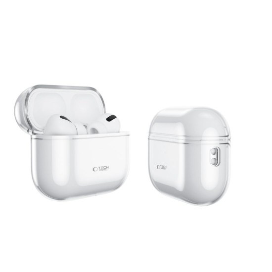 Tech-Protect FlexAir Case priekš Apple Airpods Pro 3 - Caurspīdīgs - silikona apvalks bezvadu austiņu lādēšanas ierīcei ar karabīni