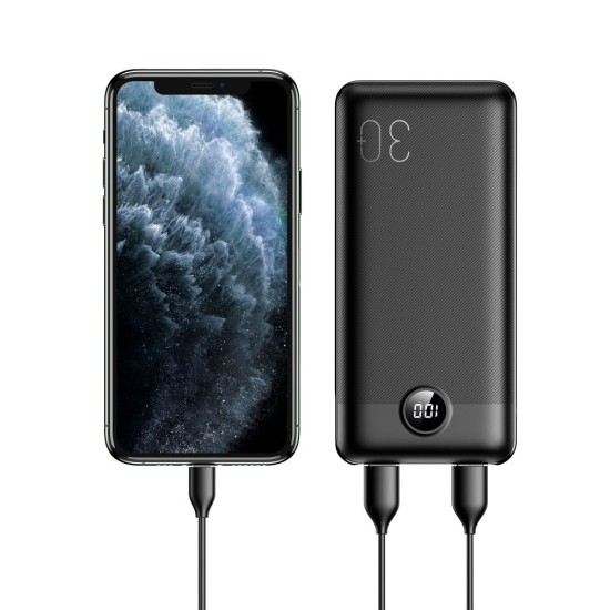 Veger 30000mAh Fast Charging Power Bank QC 3.0 3A / PD 20W 3x USB / 1x USB-C / 1x Micro USB - Melns - Universāla ārējas uzlādes batereja lādētājs-akumulators