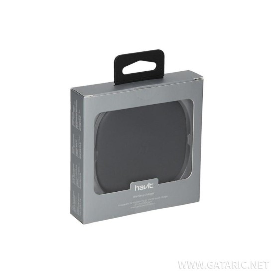 Havit H33 Wireless Charger 10W with USB to Micro USB Cable - Melns - Universāls induktīvs bezvadu USB lādētājs paliktnis