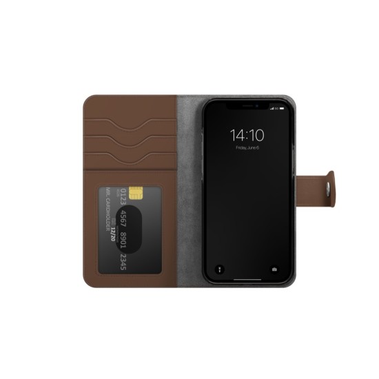 iDeal of Sweden Magnet Wallet+ Case priekš Apple iPhone 12 / 12 Pro - Brown - mākslīgās ādas sāniski atverams maciņš ar bamperu uz magnēta