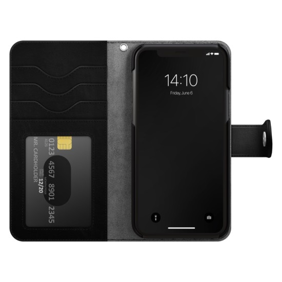 iDeal of Sweden Magnet Wallet+ Case priekš Apple iPhone 13 mini - Black - mākslīgās ādas sāniski atverams maciņš ar bamperu uz magnēta