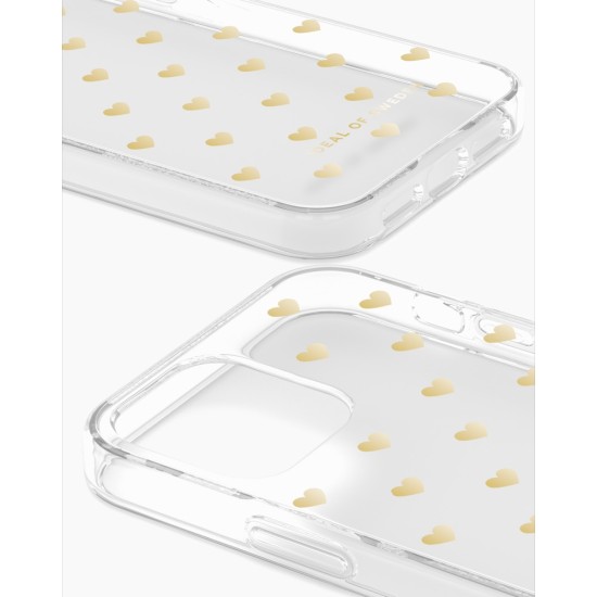iDeal of Sweden Clear Back Case priekš Apple iPhone 12 / 12 Pro - Golden Hearts - silikona aizmugures apvalks / bampers-vāciņš