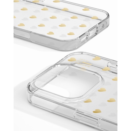 iDeal of Sweden Clear Back Case priekš Apple iPhone 16 Pro - Golden Hearts - silikona aizmugures apvalks / bampers-vāciņš