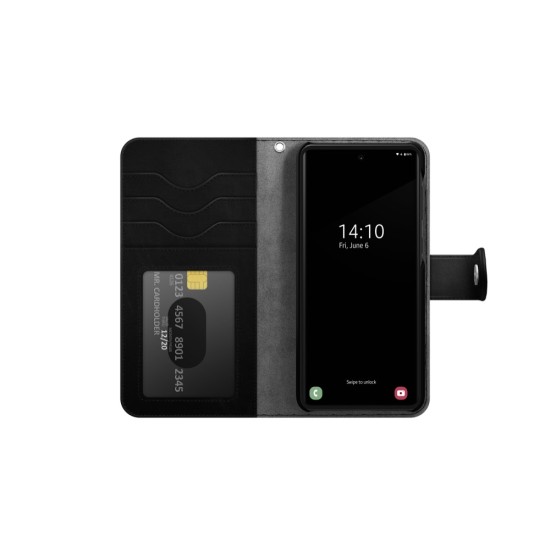 iDeal of Sweden Magnet Wallet+ Case priekš Samsung Galaxy A33 5G A336 - Black - mākslīgās ādas sāniski atverams maciņš ar bamperu uz magnēta