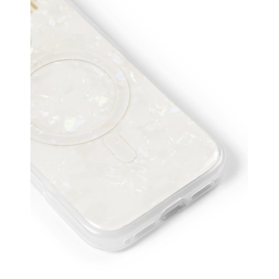iDeal of Sweden Pearlised MagSafe Back Case priekš Apple iPhone 15 Pro Max - White - silikona-plastikāta aizmugures apvalks / bampers-vāciņš