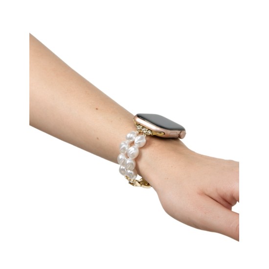 iDeal of Sweden Beaded Watch Band priekš Apple Watch 38 / 40 / 41 mm / Series 10 / 11 (42mm) - Classy White Pearl - siksniņa (josta) priekš pulksteņiem