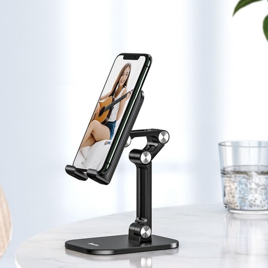 Hoco Universal Dekstop Stand Holder for Phone / Tablet 4.7 - 13 inch - Melns - Universāls galda stends / turētājs telefonam-planšetdatoram