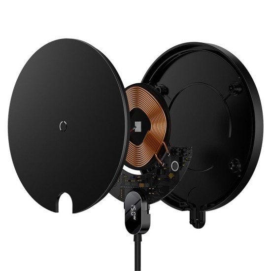 Baseus 15W Qi Wireless Charging with Digital Led Display Gen 2 - Melns - Universāls induktīvs bezvadu USB lādētājs paliktnis