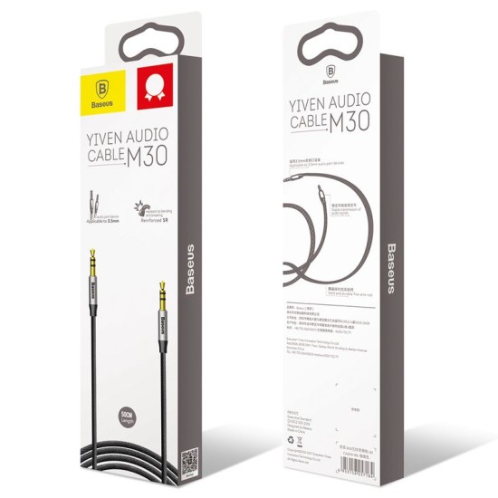 Baseus CAM30-BS1 3.5mm Male to 3.5mm Male Stereo Aux Audio cable (length: 1M) - Melns - audio vads kabelis