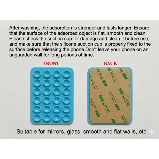 Silikona vakuuma uzlīme ar piesūcekņiem viedtālrunim - Gaiši zila