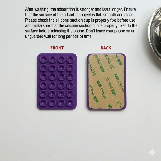 Silikona vakuuma uzlīme ar piesūcekņiem viedtālrunim - Violeta