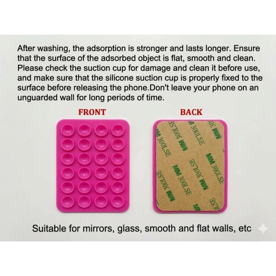 Silikona vakuuma uzlīme ar piesūcekņiem viedtālrunim - Rozā