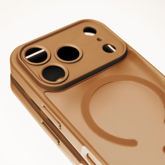 Mag Matt Case with MagSafe (camera protection) priekš Apple iPhone 17 Pro - Brūns - matēts silikona-plastikāta aizmugures apvalks / bampers-vāciņš